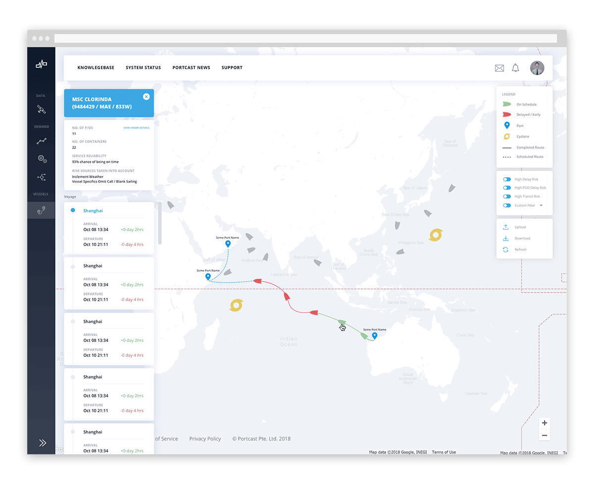 Dashboard UI Design for Portcast