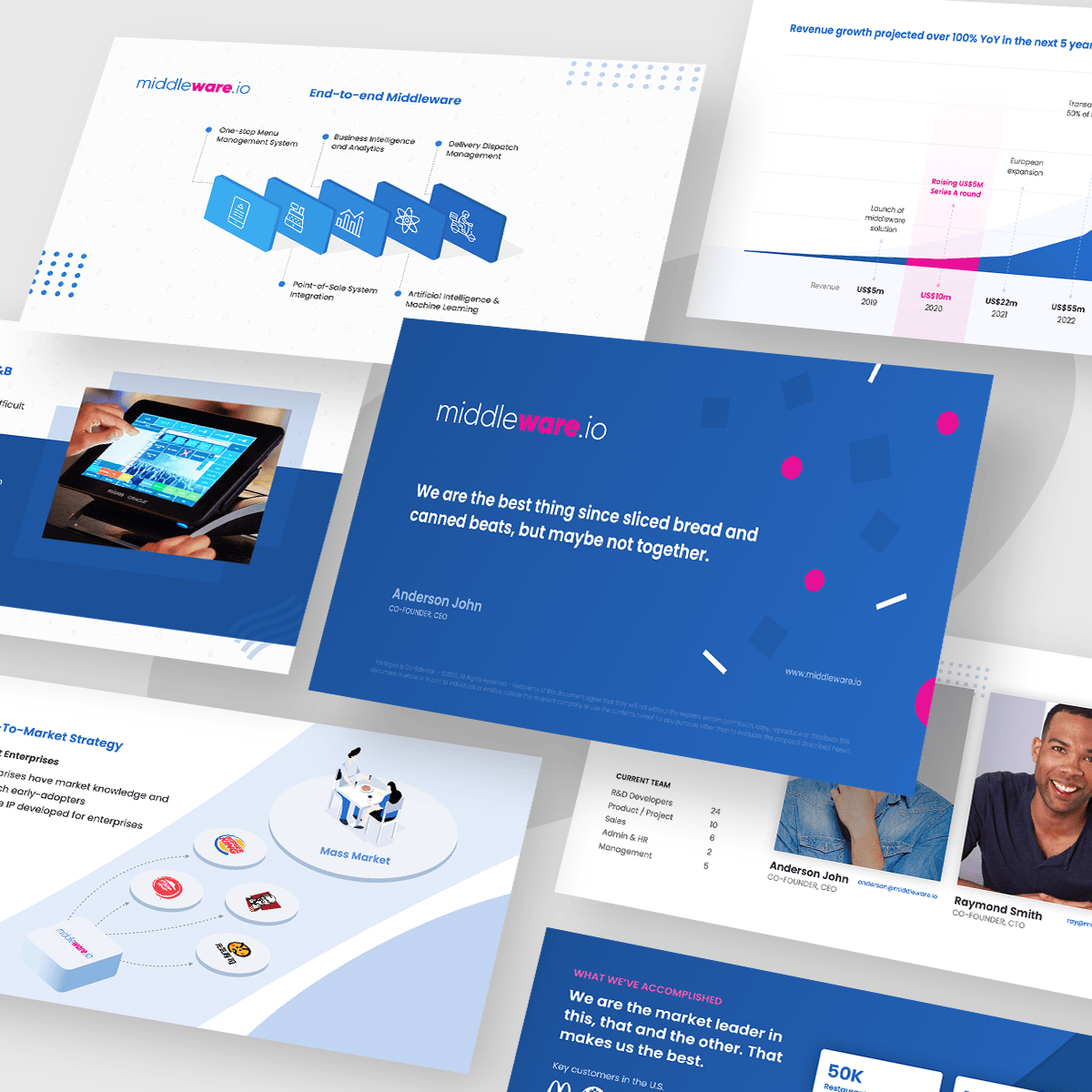 Investor Pitch Deck Design for a Middleware Startup