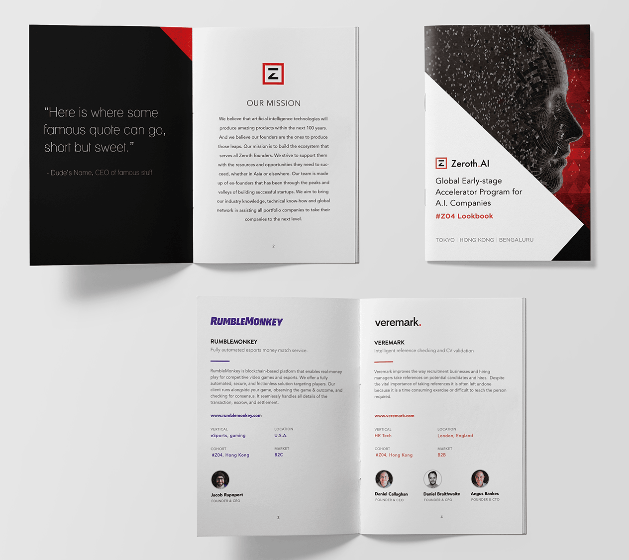 Look book for Zeroth Demo Day