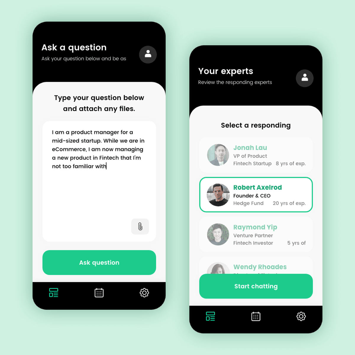 Professional Expert Network Mobile UI