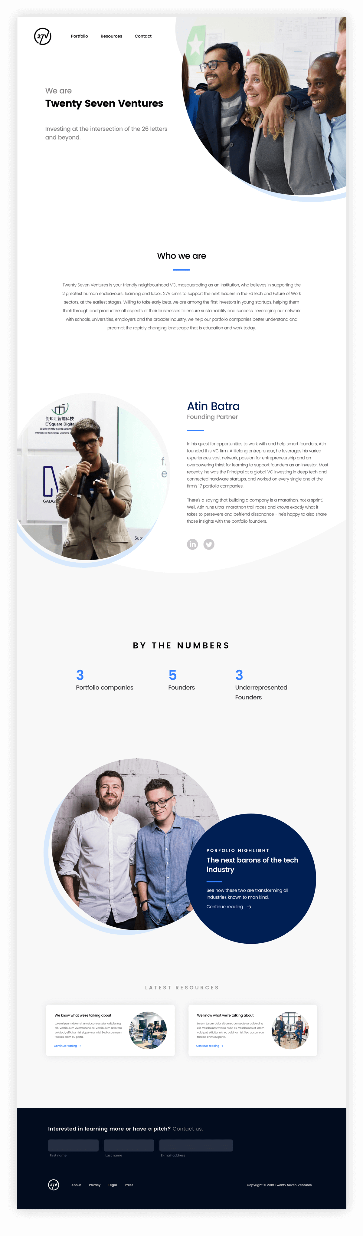 Website Design for 27 Ventures