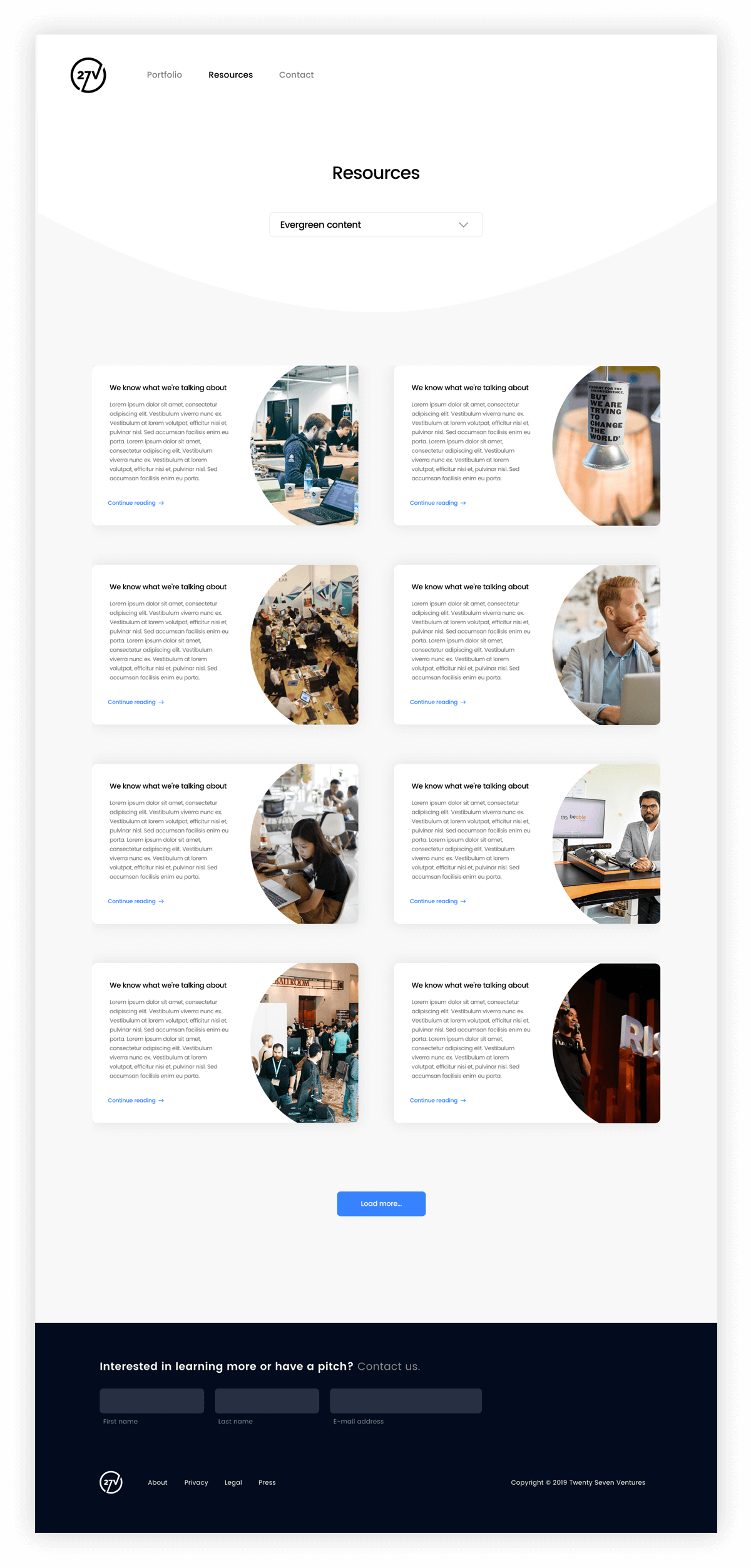 Website Design for 27 Ventures